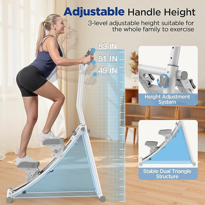 Stair Stepper for Home Gym Exercise, Stair Climber for Full Body Workout with Adjustable Handlebar & Pedals, Compact Foldable Vertical Cardio Exercise Climber with LCD Display