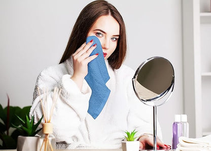 Utopia Towels 24 Pack Cotton Washcloths Set, 100% Ring Spun Cotton, Premium Quality Flannel Face Cloths, Highly Absorbent and Soft Feel Fingertip Towels, Electric Blue