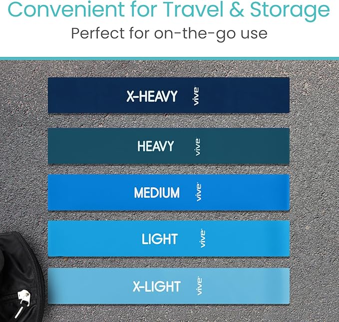 Vive Resistance Bands for Working Out (5 Pack) - Exercise & Workout Resistance Kit - Stretch, Elastic Loop Bands for Physical Therapy, Pilates, Yoga & Gym, for Men & Women - Fitness, Glute Work Out