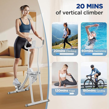 Stair Stepper for Home Gym Exercise, Stair Climber for Full Body Workout with Adjustable Handlebar & Pedals, Compact Foldable Vertical Cardio Exercise Climber with LCD Display