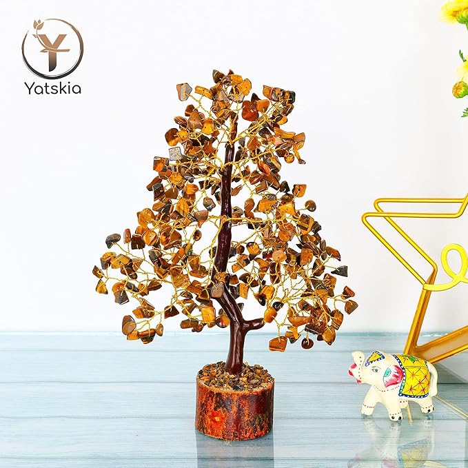 YATSKIA Tiger Eye Crystal Tree - Gemstone Tree of Life - Tiger Eye Stone - Chakra Gifts - Crystal Décor - Feng Shui Decor - Spiritual Gifts for Women
