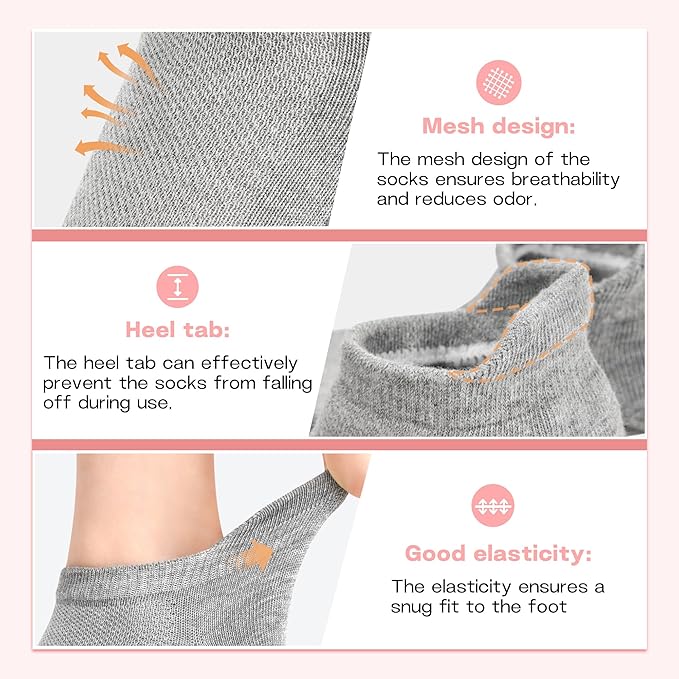 Muezna 6 Pairs Pilates Grip Socks for Women, Non Slip Yoga Socks with Grips, Grippy Socks for Barre, and Hospital
