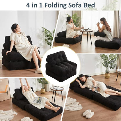 35.4x33.5 Inch Floor Pillow, Large Round Floor Cushion with Removable Washable Cover - Ultra Soft Plush Filling for Adults, Kids, Lounge, Bedroom, Reading Nook, Meditation, Corduroy, Black