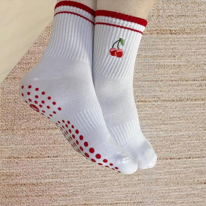DADAB Cute Pilates Grip Socks for Women – Yoga Grippy Non Slip Barre Sticky Crew Socks for Workout, Hospital Use