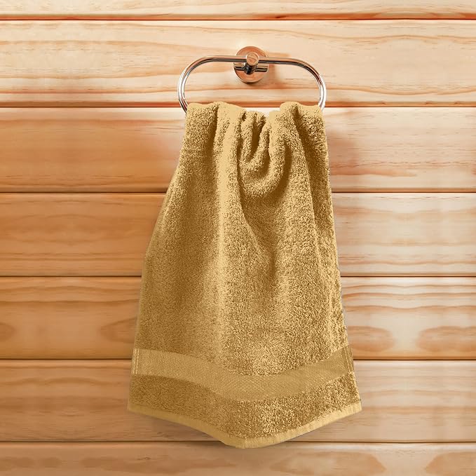 Utopia Towels, Salon Towel, Pack of 24, Not Bleach Proof, 16 by 27 Inches, Highly Absorbent Cotton Towels for Hand, Gym, Beauty, Spa, and Home Hair Care, Beige