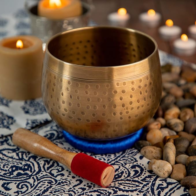 Meditative Himalayan Singing Bowl with Mallet and Cushion -Tibetan Sound Bowls for Energy Healing, Mindfulness, Grounding, Sleep - Exquisite Feng Shui Meditation Bowls