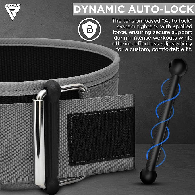RDX Weight Lifting Belt - AUTO LOCK 4” Premium Adjustable Gym Belt for Olympic Cross Training - Support for Men Women Functional Fitness Workout - WOD Powerlifting Bodybuilding Weightlifting Deadlift
