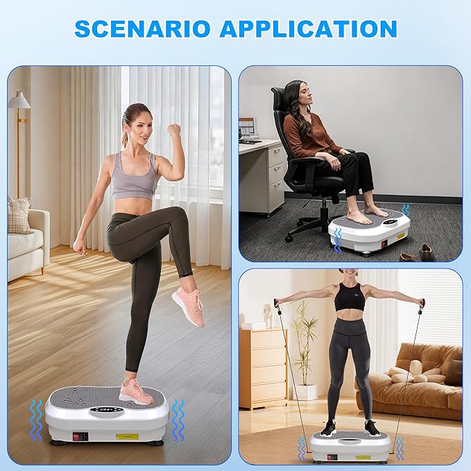Vibration Plate Exercise Machine for Lymphatic Drainage, Whole Body Fitness Workout Equipment Stand Shake Board Sport Gym for Weight Loss Fat Burner for Women Men