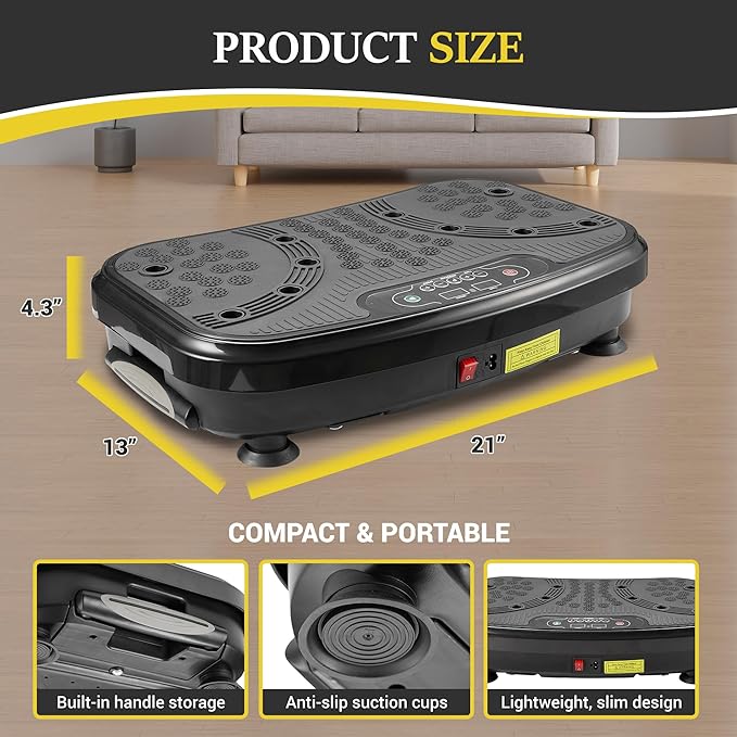 Vibration Plate Exercise Machine for Home Gym - High-Intensity Whole Body Vibration for Fat Burning, Lymphatic Drainage & Muscle Toning, with Resistance Bands & Push-Up Handles