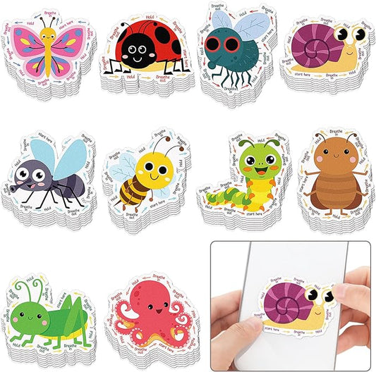 80 Pcs Anxiety Sensory Stickers with Inspirational Quotes Calm Textured Strips Relief Mental Health Stickers School Office Adhesive Sensory Tape Anti Stress Toys for Adults Teens (Retro)