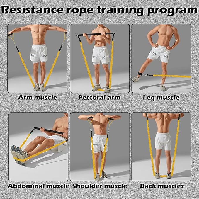 Resistance Bands Set, 15 PCS Adjustable Exercise Tubes with Handles, Door Anchor & Ankle Strap, Home Gym Workout Bands for Men & Women, Strength Training, Fitness Bands, Resistance Tubes,20-40lbs