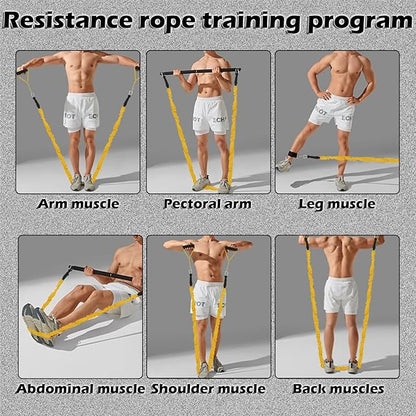Resistance Bands Set, 15 PCS Adjustable Exercise Tubes with Handles, Door Anchor & Ankle Strap, Home Gym Workout Bands for Men & Women, Strength Training, Fitness Bands, Resistance Tubes,20-40lbs