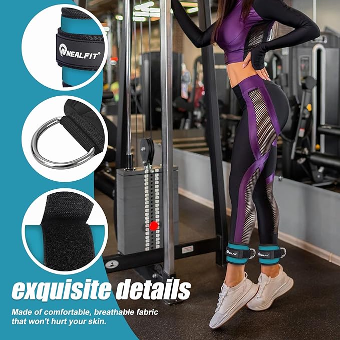 Ankle Strap for Cable Machine, Gym Ankle Cuff for Kickbacks, Leg Extensions, Glute Workouts, Booty Hip Abductors Exercise for Women and Men