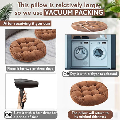 Jerify 6 Pcs Round Floor Pillows Cushions 22 x 22 Inch Large Flexible Seating Cushion Classroom Furniture Floor Pillow for Kids Adults Home Daycare Preschool Yoga Meditation Gift (Brown)