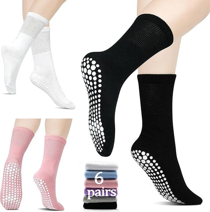 ELUTONG Pilates Grip Socks for Women Non Slip Yoga Grippy Socks Woman for Pure Barre Ballet Dance Hospital 6 Pack