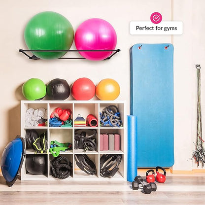 Exercise Ball Holder | Organize Your Space | Wall Mounted Rack | Yoga Stability Ball Holder | Exercise Wall Mount | Fitness Ball Rack | For Gyms, Studios, Home Gyms | Matte Black
