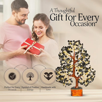 YATSKIA Black Tourmaline Crystal Tree, Gemstone Tree Home Office Decor, Spiritual Decor, Crystal Gifts