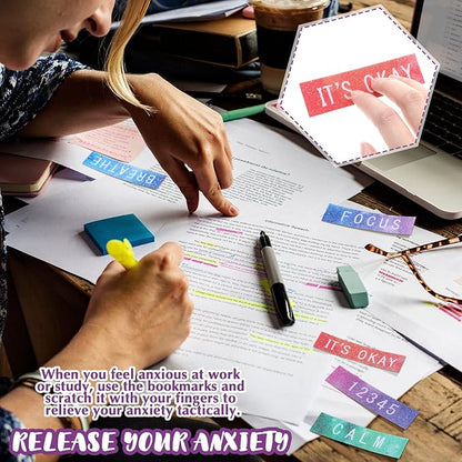 Crtiin 50 Pieces Anxiety Sensory Stickers for Anxiety Relief Items Mental Health Stickers Fidget Textured Strips for Office Classroom Desk Relieve Adult Stress(Tie Dye)