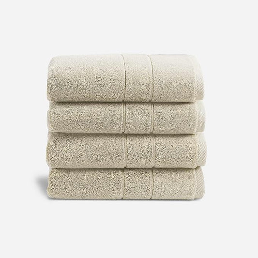 Brooklinen Super-Plush Turkish Cotton Bath Towel Set - Includes 4 Bath Towels Cotton, 820 GSM, Highly Absorbent, Machine Washable, Perfect for Home & Bathroom (Stone Beige)