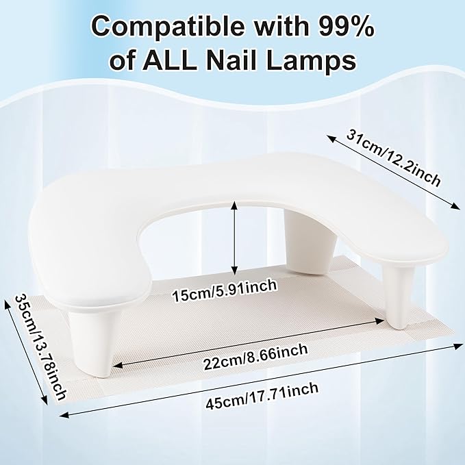 Arm Rest for Nails Tech, U-Shaped PU Leather Hand Rest for Nails Tech, Comfortable Microfiber Nail Hand Rest Stand, Manicure Hand Rest, White Hand Rest Pillow for Manicurists
