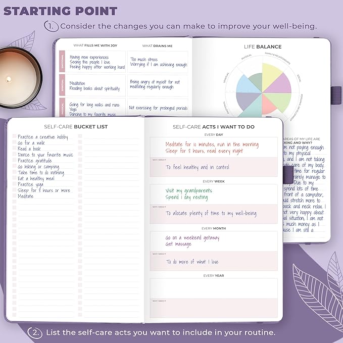 Clever Fox Self-Care Journal – Daily Reflection Notebook – Mental Health & Personal Development Planner, Meditation & Mood Log, A5 (Lavender)
