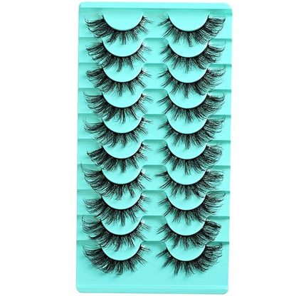Cat Eye Lashes Natural Fox Eyelash Wispy Russian Strip Eyelashes 10 Pairs D Curl Fake Fairy Lash Strips Fluffy Spiky Cateye Lashes Wispies False Eyelash Foxy Look (Fox Eyelashes | 8-16mm)