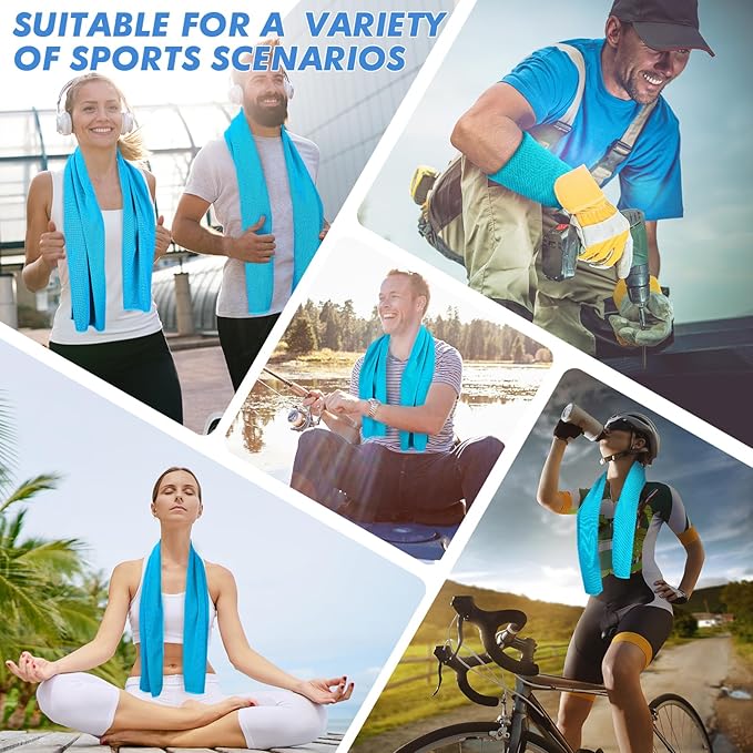 6 Pack Cooling Towels (47"x12") for Neck and Face, Ice Towel for Hot Weather, Soft Breathable Chilly Gym Towels, Microfiber Towel for Work Out, Yoga, Running, Camping & More Activities