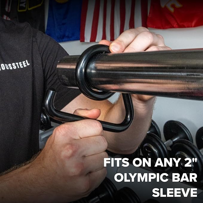 Serious Steel Fitness Resistance Band Collar Hooks (Pair) Use with Any 2"" Olympic Bar | Add Dynamic Resistance to Your Workout