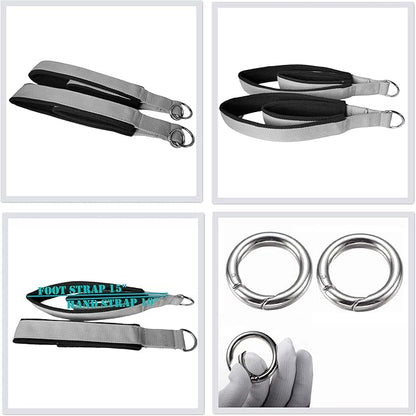 Pilates Double Loop Straps for Reformer,Fitness D-Ring Exercise Straps, Yoga Exercise Accessories for Home Gym Workout, 1 Pair Reformer Straps with Round Carabiner Clips
