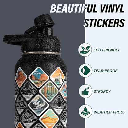 32 oz Insulated Water Bottle | Thickened Stainless Steel Vacuum Metal | Portable Sports Water Jug for Gym and Hiking with Straw, Carrier Bag, Handle Strap | BPA-Free 32 oz