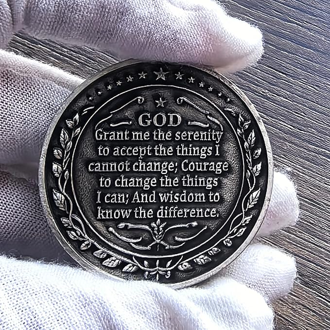 Serenity Peace Within The Storm Sobriety Chip AA Medallion with Serenity Prayer Perfect for AA Recovery and Motivation (Single Coin)