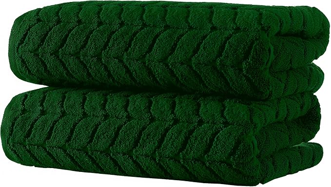 BAGNO MILANO Turkish Bath Towels, Soft Plush Jacquard Luxury Bath Towels, Quick Dry Towel Set (Royal Green, 4 Pcs Hand Towel Set)