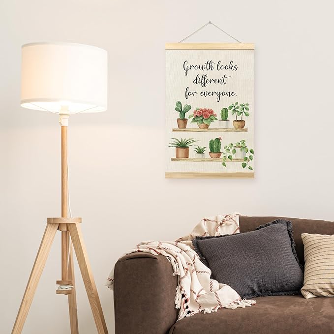TLESKE Mental Health Poster Hanger Frame, Motivational Inspirational Hanging Wall Art Decor for Plant Lovers Therapy Counseling Office, Growth Looks Different for Everyone Wall Prints Picture, 16x24