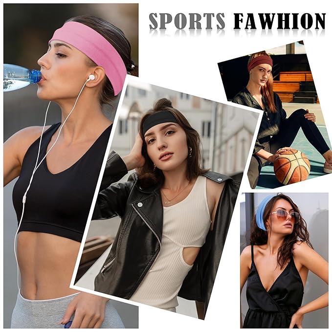 16Pcs Headbands for Women - Multicolor Absorb Sweat Non Slip Absorb Sweat Sports Hair Bands（ Soft Cotton Cloth Stretchy Headbands ）（Suitable for Fitness Yoga Outdoor Exercise ）