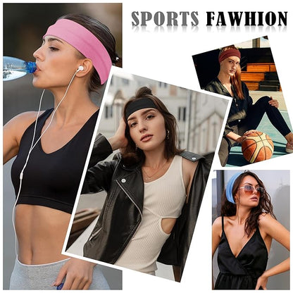 16Pcs Headbands for Women - Multicolor Absorb Sweat Non Slip Absorb Sweat Sports Hair Bands（ Soft Cotton Cloth Stretchy Headbands ）（Suitable for Fitness Yoga Outdoor Exercise ）