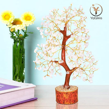 YATSKIA Clear Quartz Crystal Tree for Home Decor, Handmade Gemstone Tree for Positive Energy, Good Luck Birthday Gifts for Women