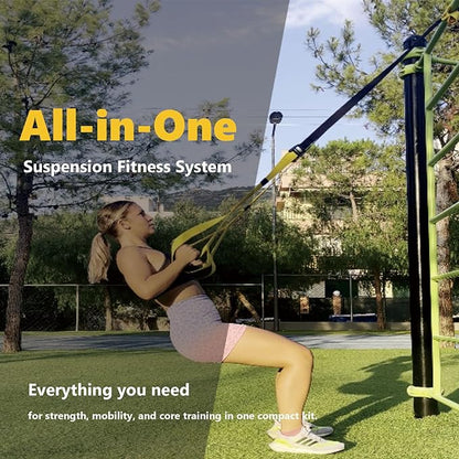 Suspension Bodyweight Fitness Training Kit, Full Body Workouts Home Gym Resistance Trainer Straps for Total Body Workouts