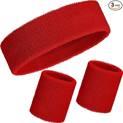 WILLBOND 3 Pcs Sweatbands Set 80s 90s Neon Sports Headband Tennis Striped Sweat Band Sports Competitions Games for Men Women Party Supplies