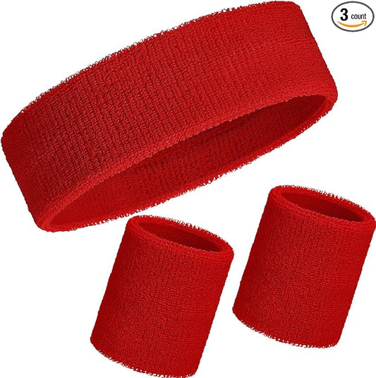 WILLBOND 3 Pcs Sweatbands Set 80s 90s Neon Sports Headband Tennis Striped Sweat Band Sports Competitions Games for Men Women Party Supplies