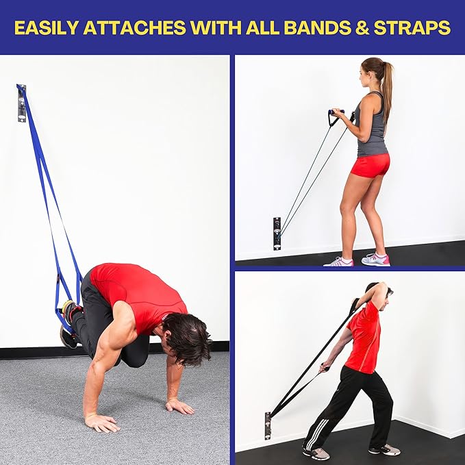 Anchor Gym H2 Resistance Band Anchor - Single Unit with Two Hooks Exercise Band Wall Mount for Bodyweight Straps, Strength Training, Home Gym (Wood Screws Included)