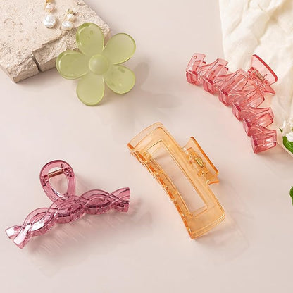8PCS Hair Clips for Women, Flower Claw Clips for Thick Hair, Non-Slip Hair Accessories with Multi-Styles, Colorful Hair Claw Clips and Variety Pack, Ideal for Girls