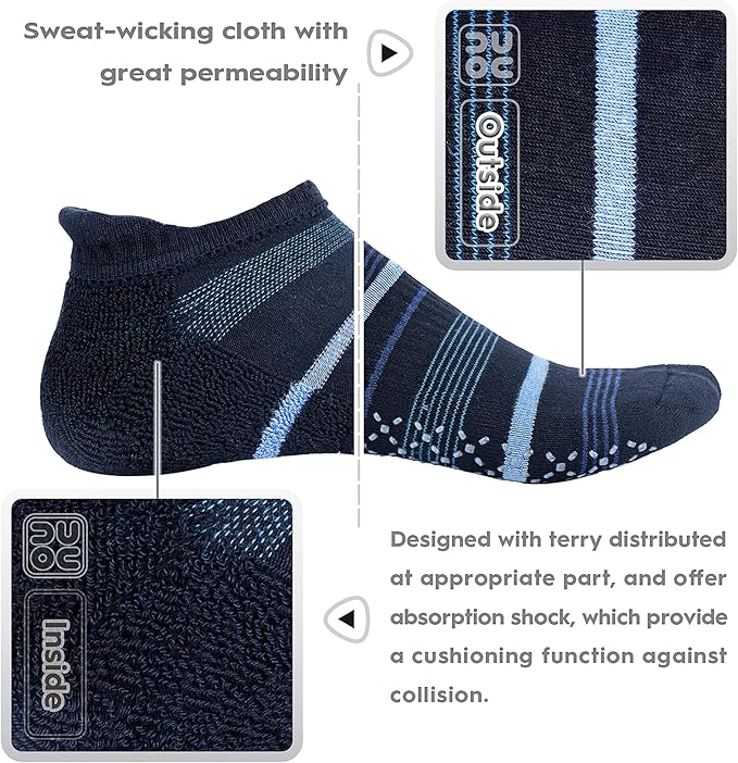 unenow Unisex Non Slip Grip Socks with Cushion for Yoga Pilates Barre Home & Hospital