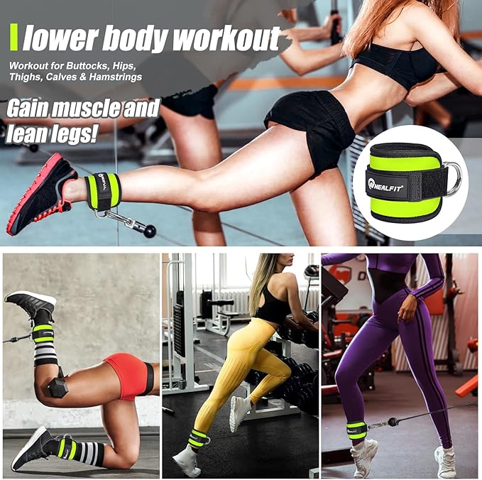 Ankle Strap for Cable Machine, Gym Ankle Cuff for Kickbacks, Leg Extensions, Glute Workouts, Booty Hip Abductors Exercise for Women and Men