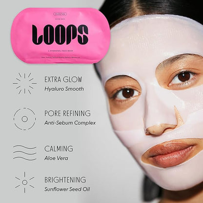 LOOPS VARIETY LOOP KIT - Hydrogel Korean Face Mask for Every Skin- Five Collagen Face Masks for Brightening, Detoxifying, Repairing, Glowing, & Rejuvenating - Gifts for Women -5 Pc