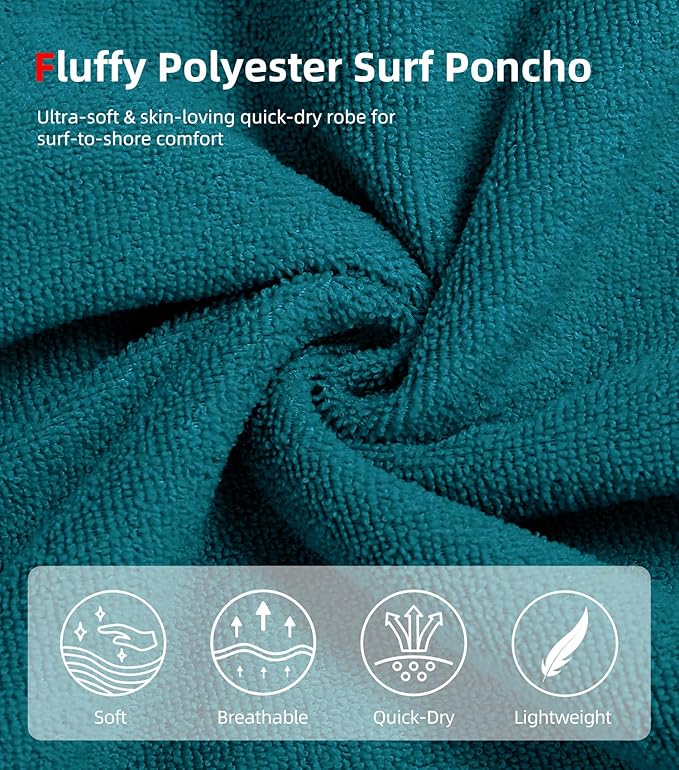 Abahub Surf Poncho Men & Women Towel Poncho Adult with Hood, Thick Quick Dry Changing Poncho Towel, Microfiber Wearable Cover Up for Surfing Beach Swim - Absorbent Changing Towel L (Dark Green)