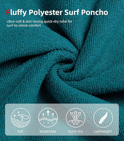 Abahub Surf Poncho Men & Women Towel Poncho Adult with Hood, Thick Quick Dry Changing Poncho Towel, Microfiber Wearable Cover Up for Surfing Beach Swim - Absorbent Changing Towel M (Dark Green/Black)