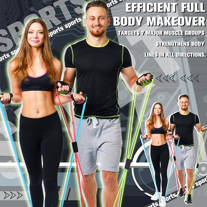 Skylety Figure 8 Fitness Resistance Bands with Handles Set of 5 Exercise Bands for Women Men Rope 8 Word Elastic for Arm and Shoulder Stretch Yoga Gym Fitness Muscle Training Chest Expander