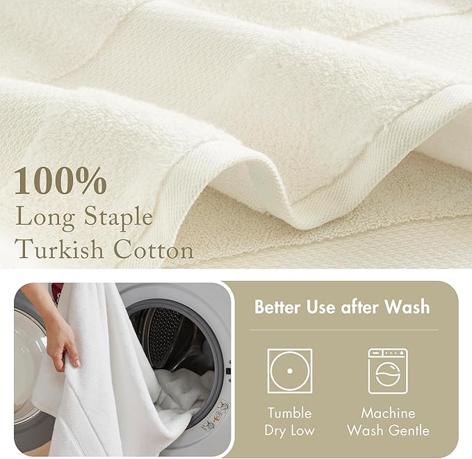 Madison Park Turkish 100% Cotton 600Gsm Luxury Premium Thick Soft Absorbent Hotel Bathroom Towel Set Shower Hand Face Washcloths, Assorted Sizes, Natural 6 Piece