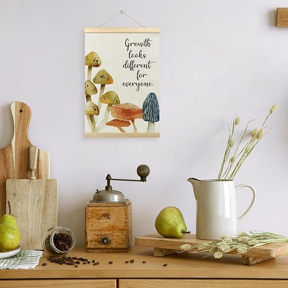 TLESKE Mental Health Mushroom Poster Hanger Frame for Therapy Counseling Office Classroom Nursery, FALL Inspirational Hanging Wall Art Decor, Growth Looks Different for Everyone Prints Picture, 12x16