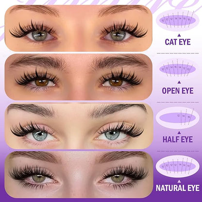 Manga Lash Clusters Eyelash Clusters Wispy 231Pcs D Curl Cluster Eyelash Extensions 11-17MM Wispy DIY Lash Extension Individual Lashes Clusters 2 Styles Lash Spikes by JIMIRE